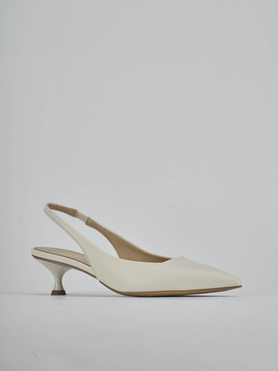 Salones destalonados tacón 4 cm blanco cuero