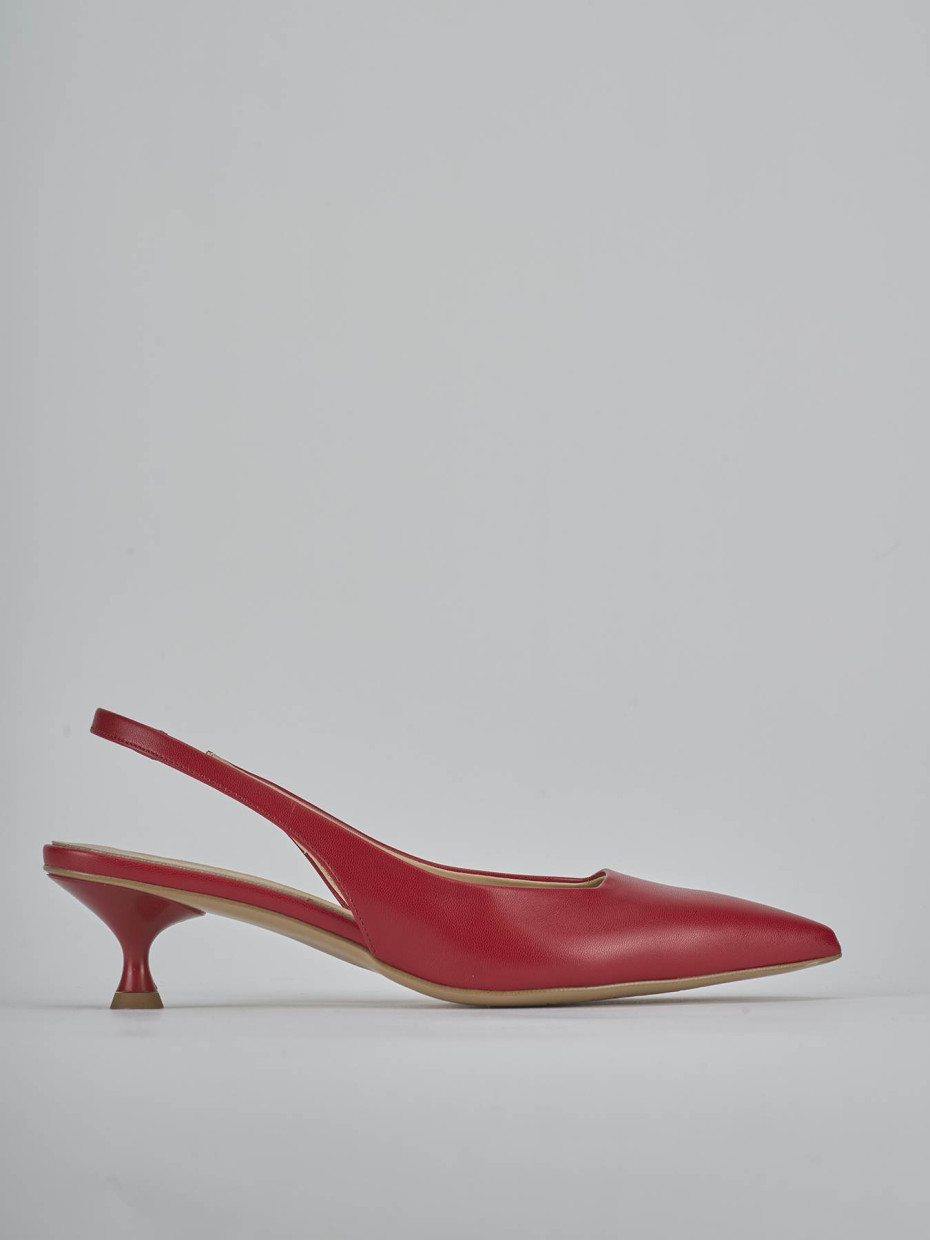 Salones destalonados tacón 4 cm rojo cuero