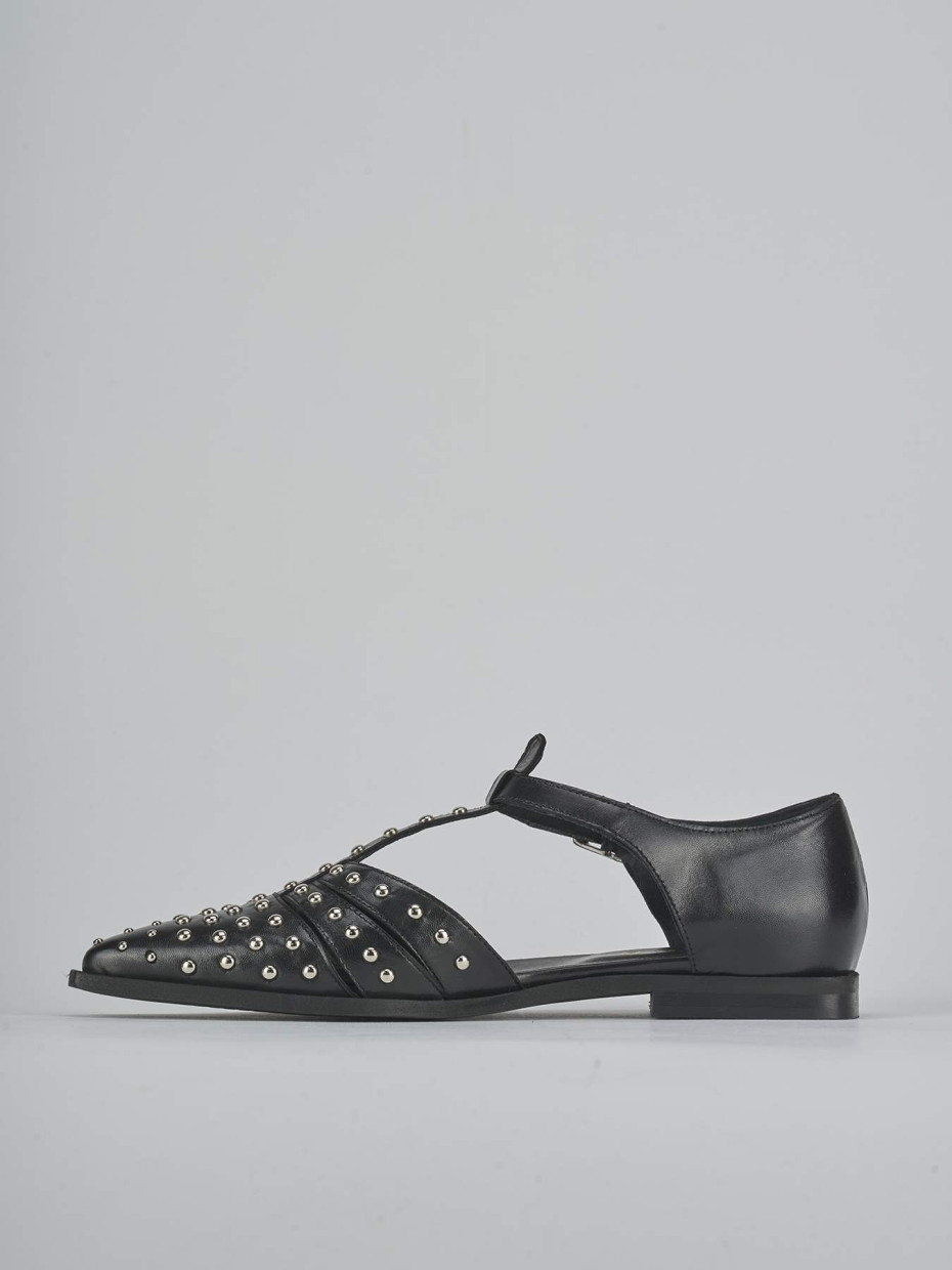 Bailarinas tacón 1 cm negro cuero