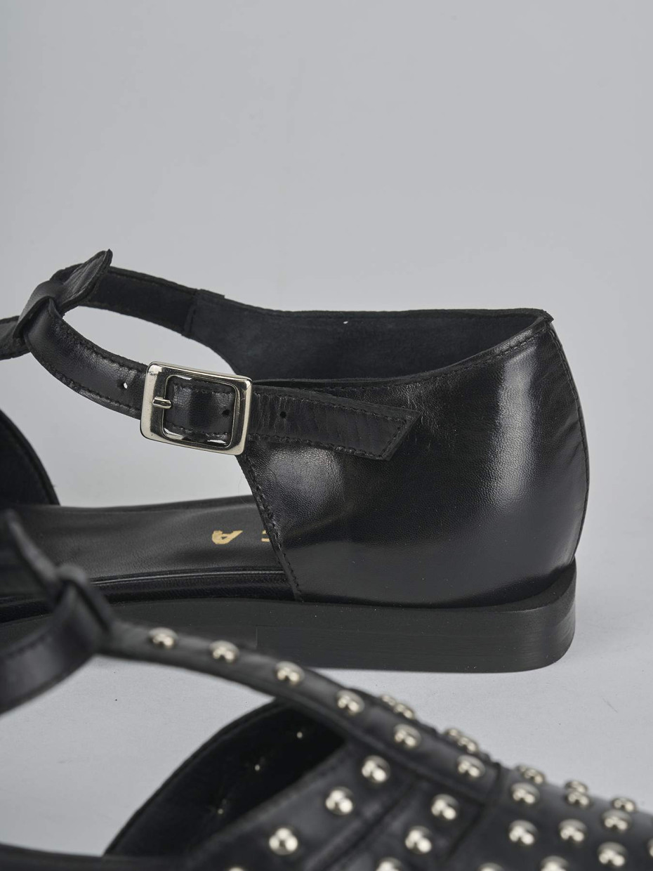 Bailarinas tacón 1 cm negro cuero