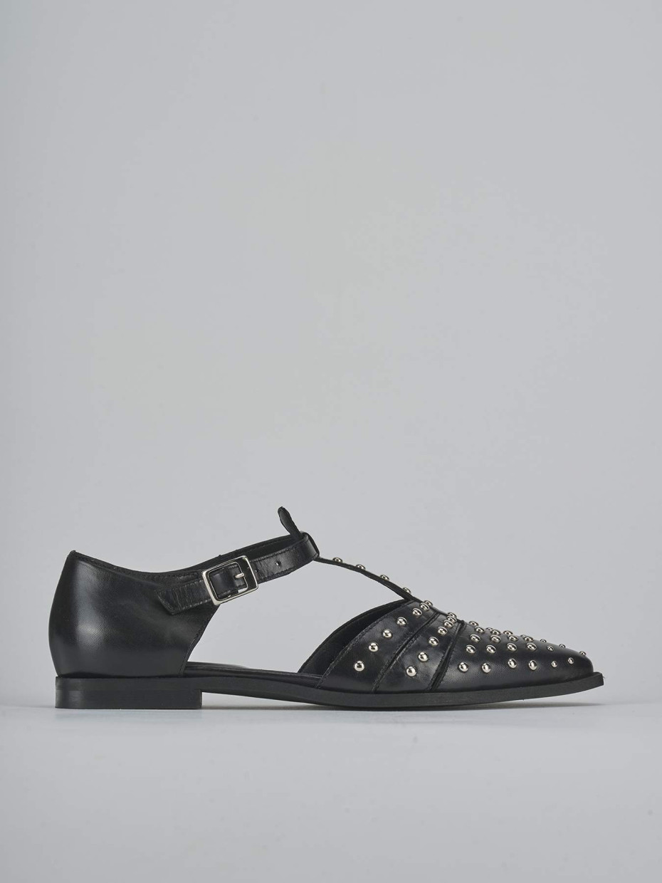 Bailarinas tacón 1 cm negro cuero