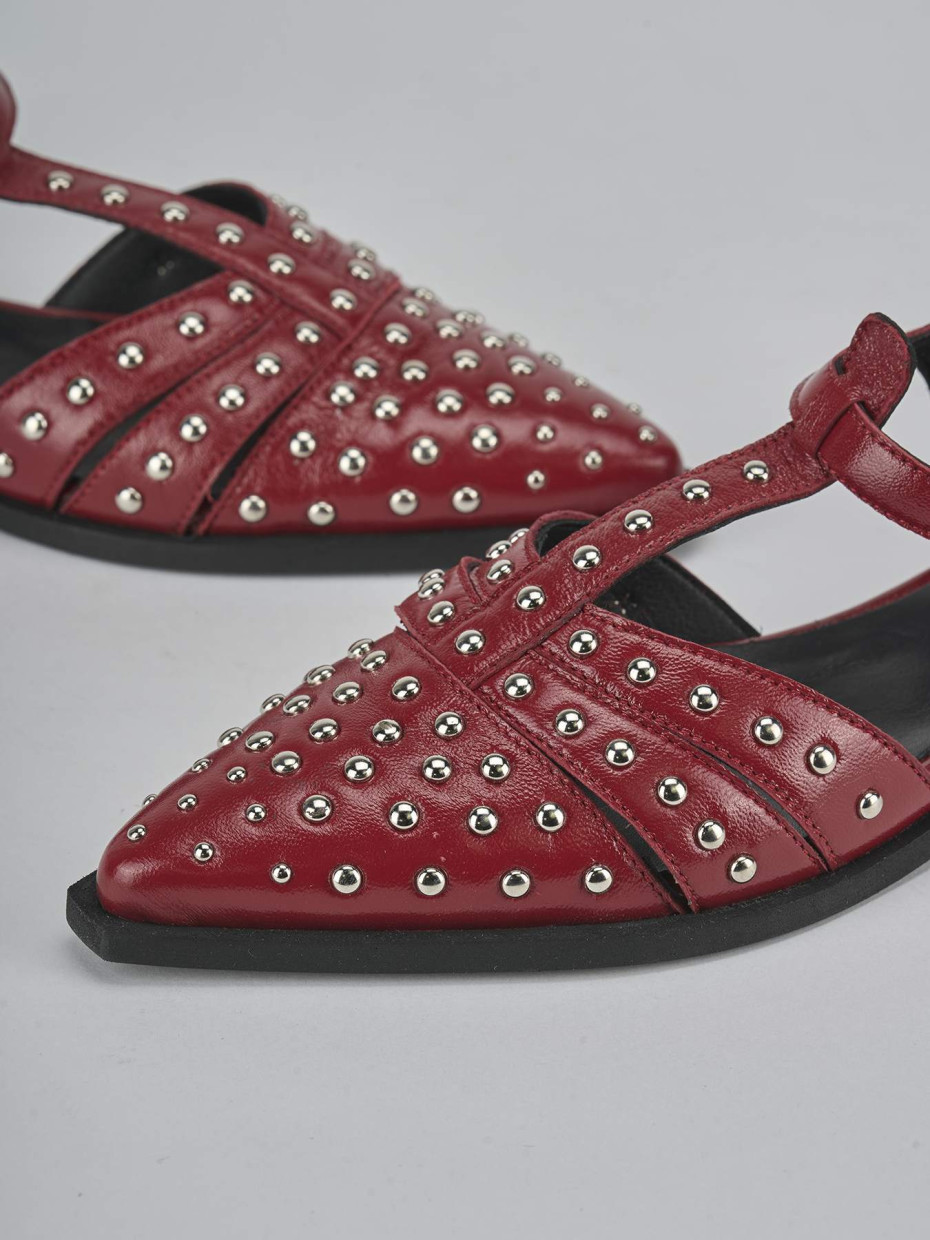 Bailarinas tacón 1 cm rojo cuero