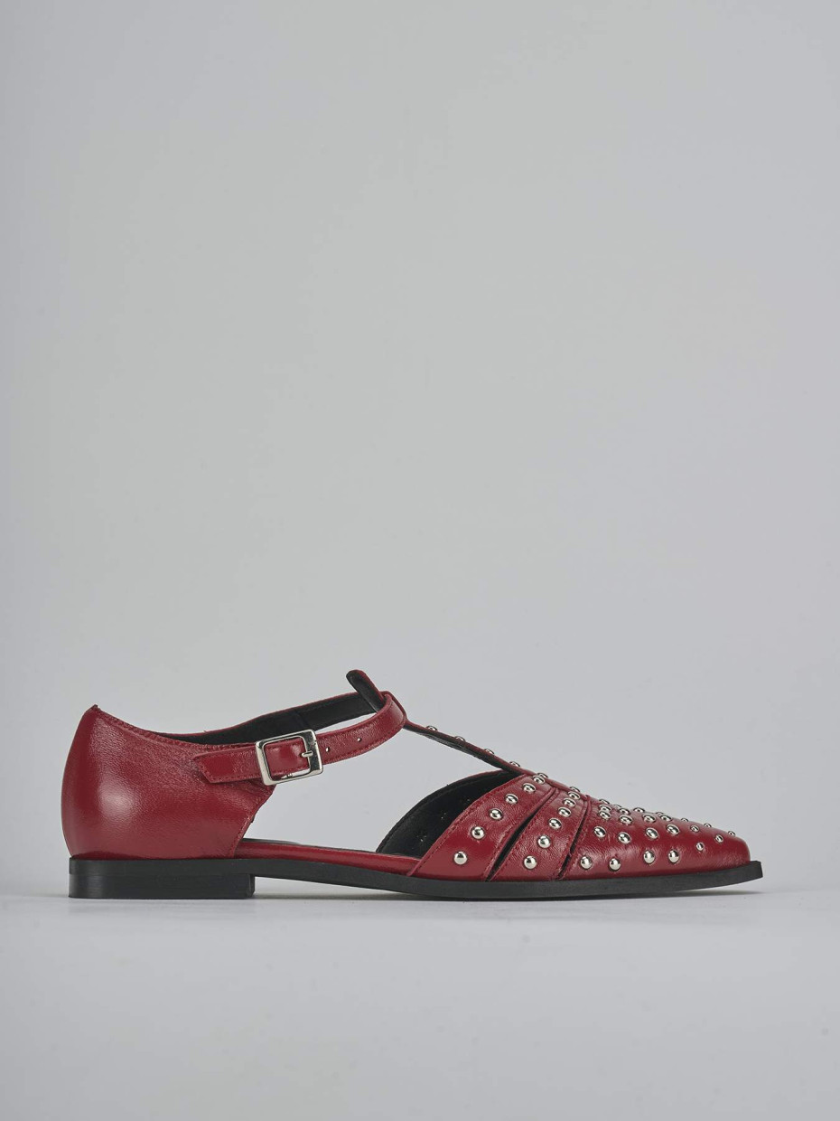 Bailarinas tacón 1 cm rojo cuero
