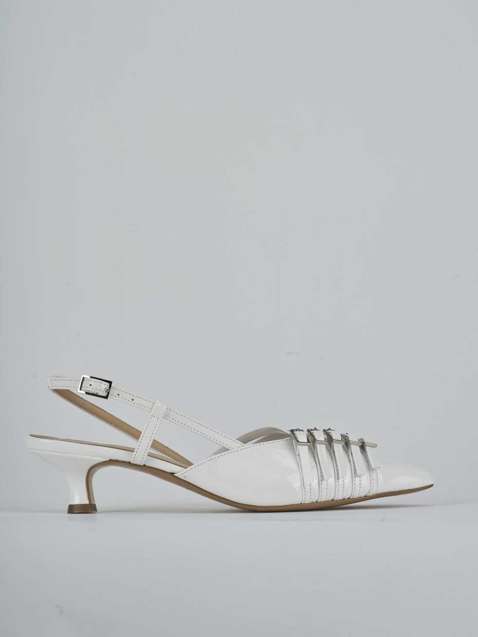 Slingback tacco 4cm vernice bianco