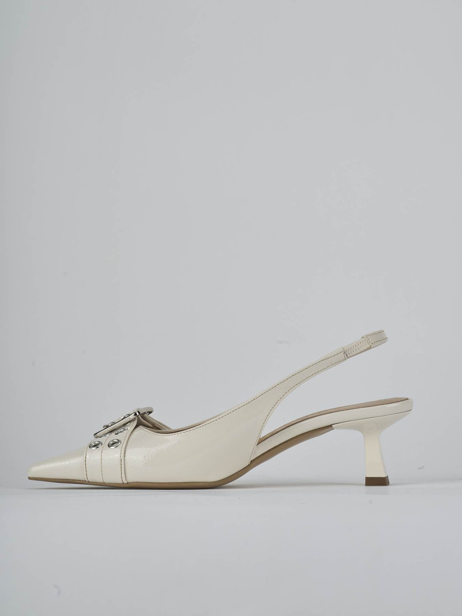 Slingback heel 7 cm white patent