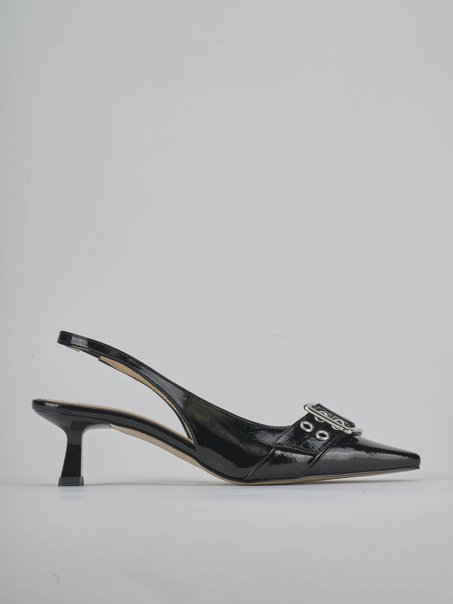 Slingback tacco 7cm vernice nero