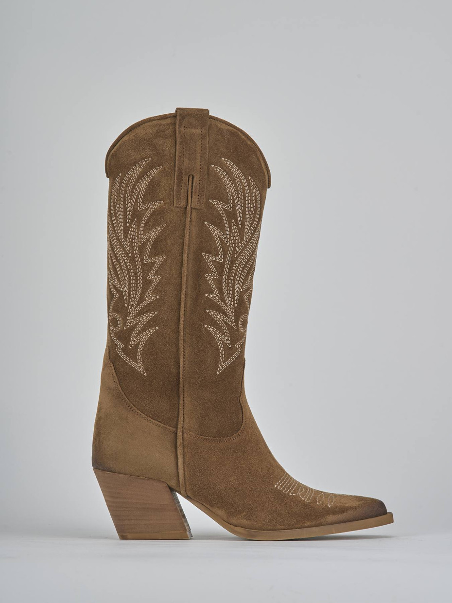 High heel boots heel 7 cm brown suede