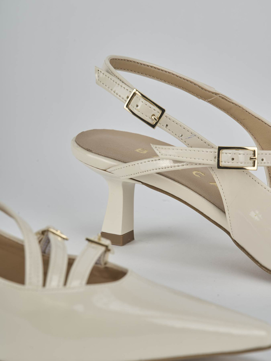 Slingback tacco 7cm vernice bianco