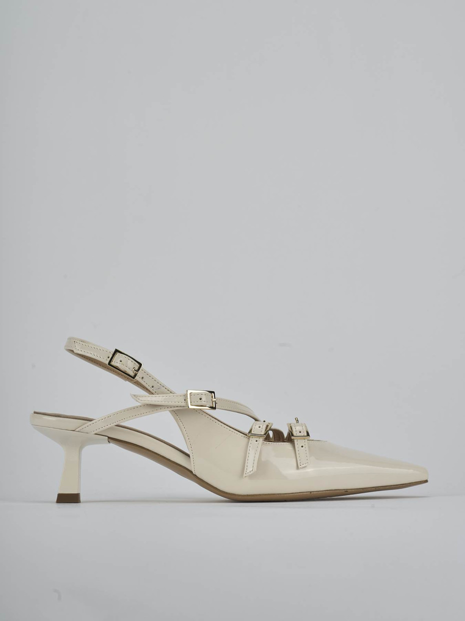 Slingback tacco 7cm vernice bianco