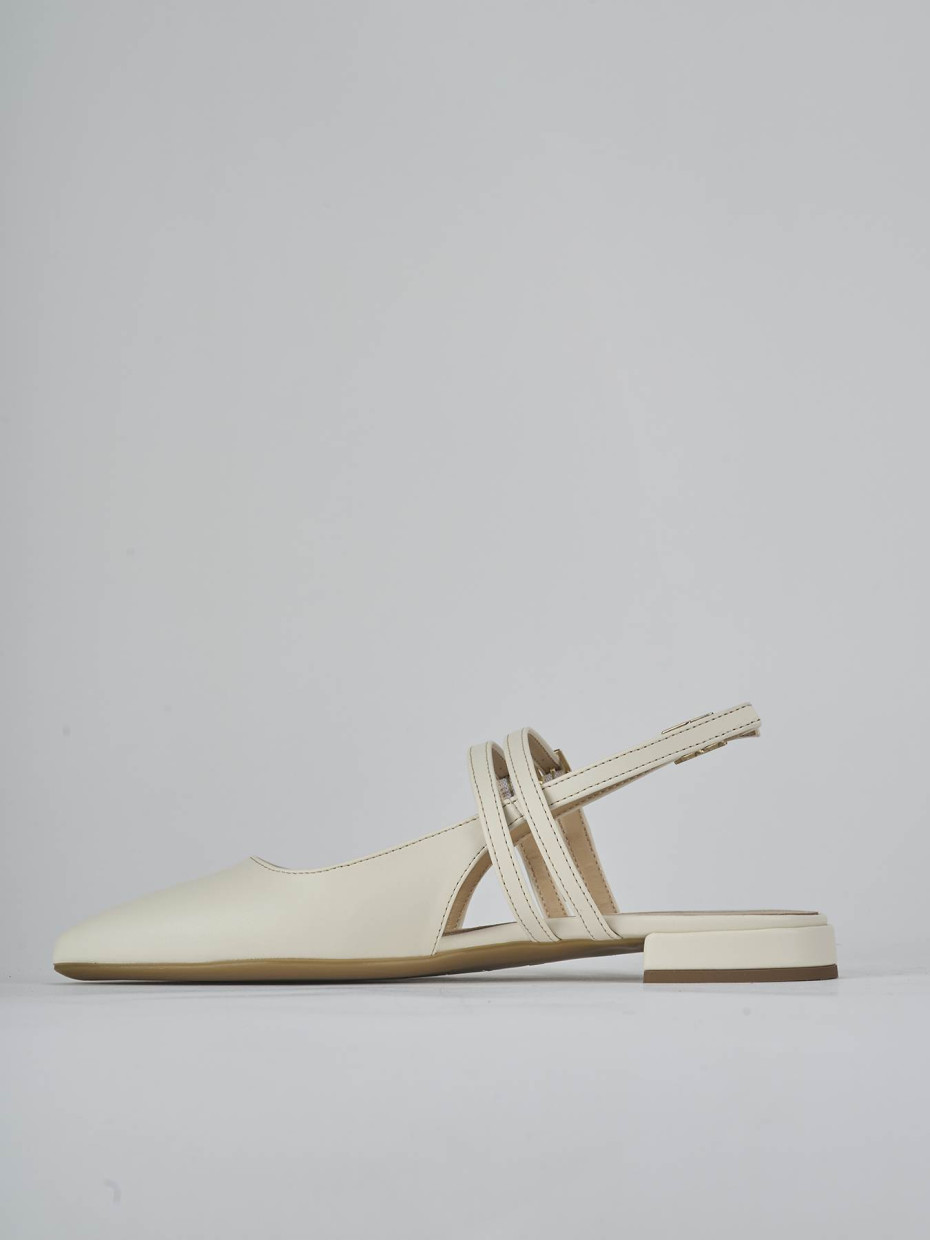 Bailarinas tacón 2 cm blanco cuero