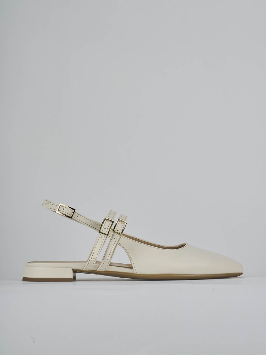 Bailarinas tacón 2 cm blanco cuero