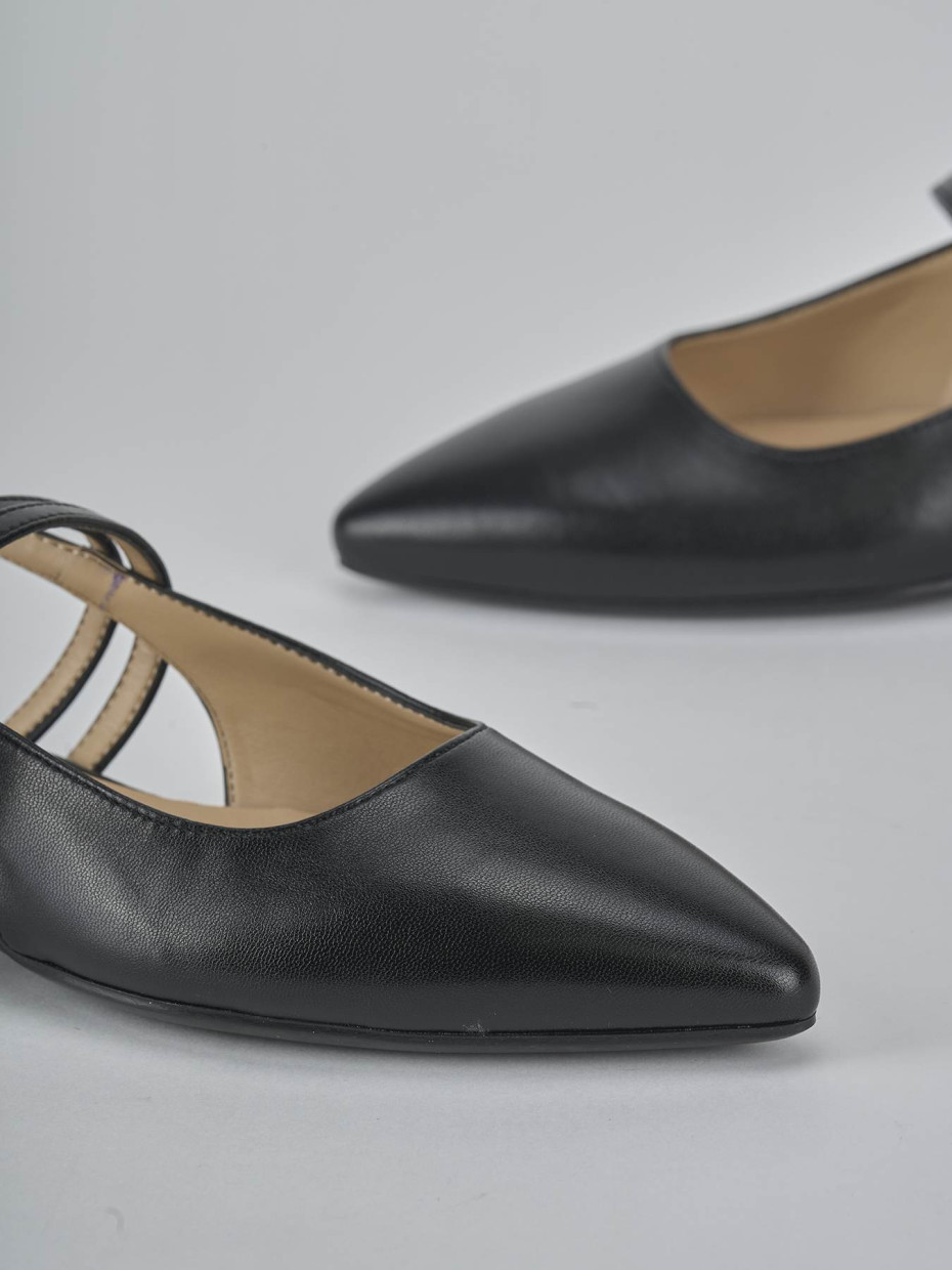 Bailarinas tacón 2 cm negro cuero