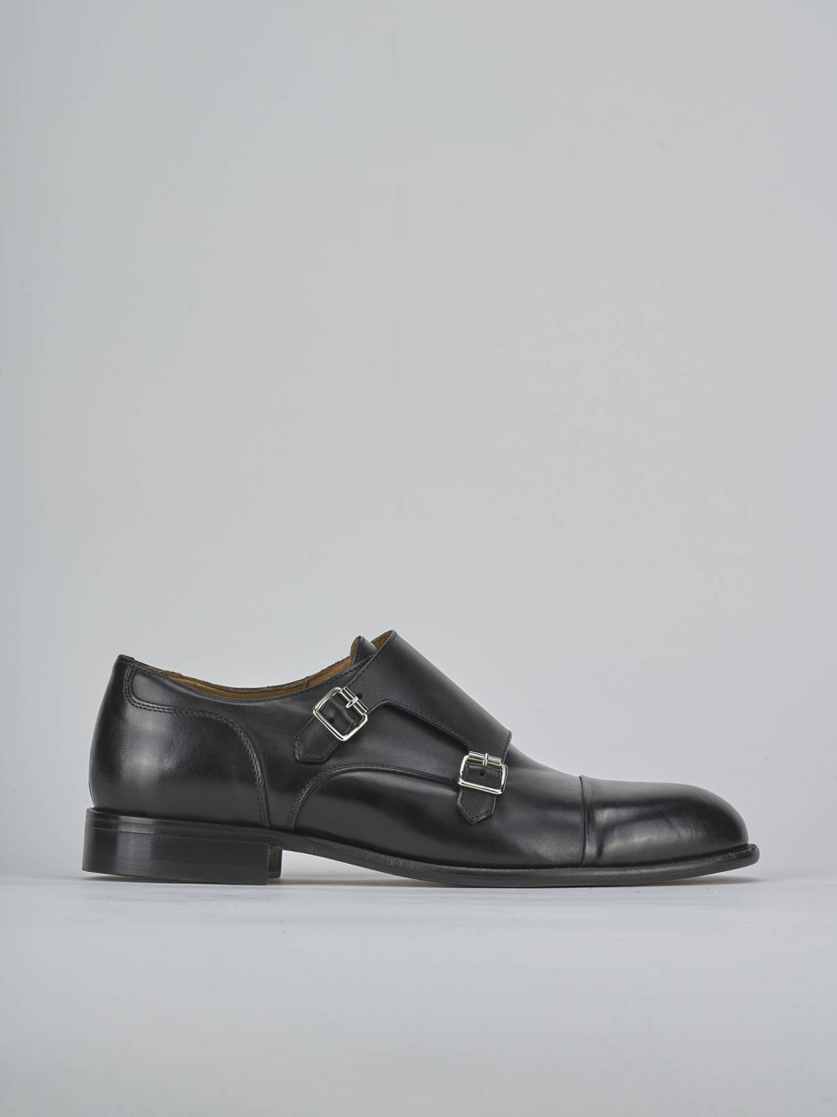 Zapatos de cordones tacón 1 cm negro cuero