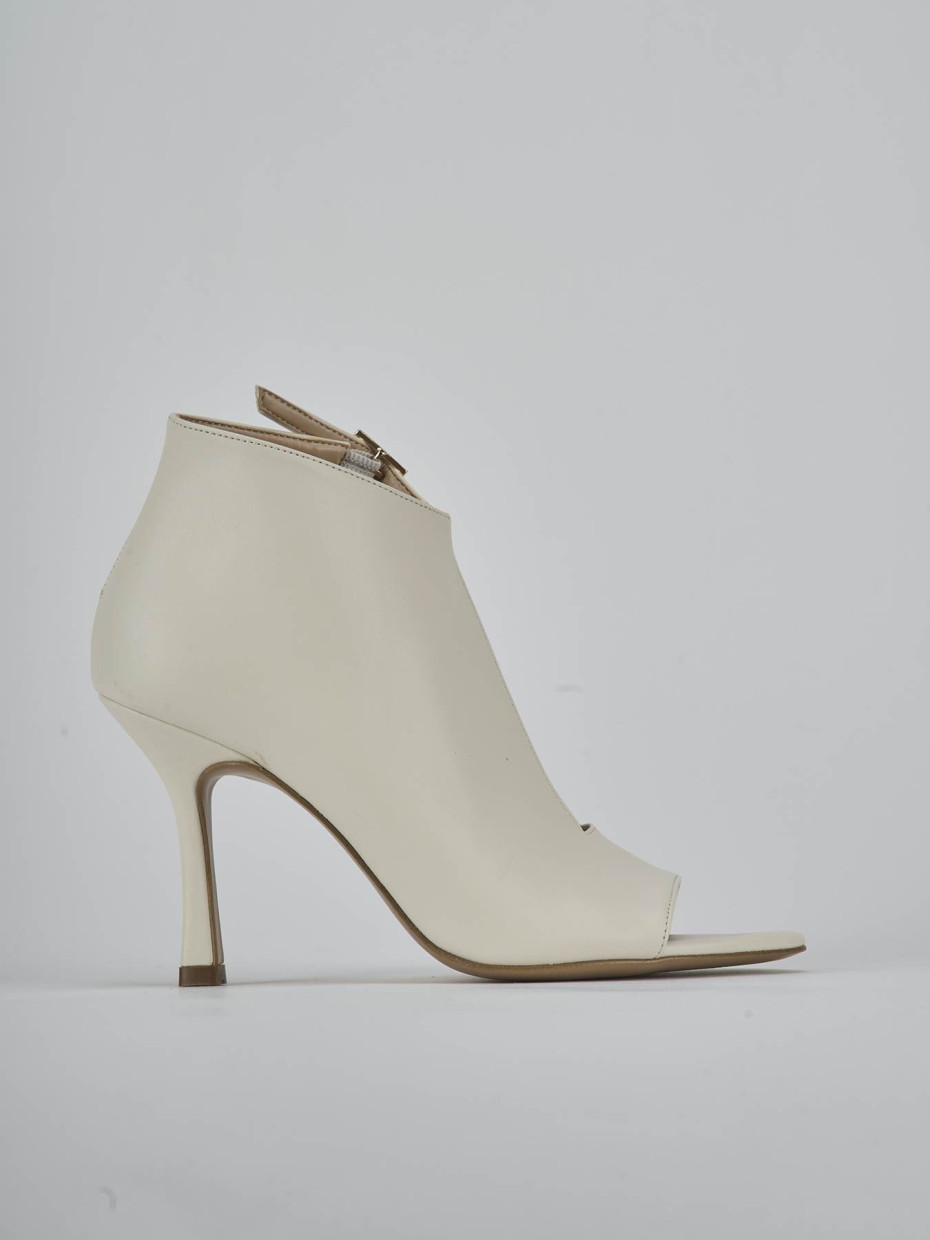 Sandalias de tacón alto tacón 9 cm blanco cuero
