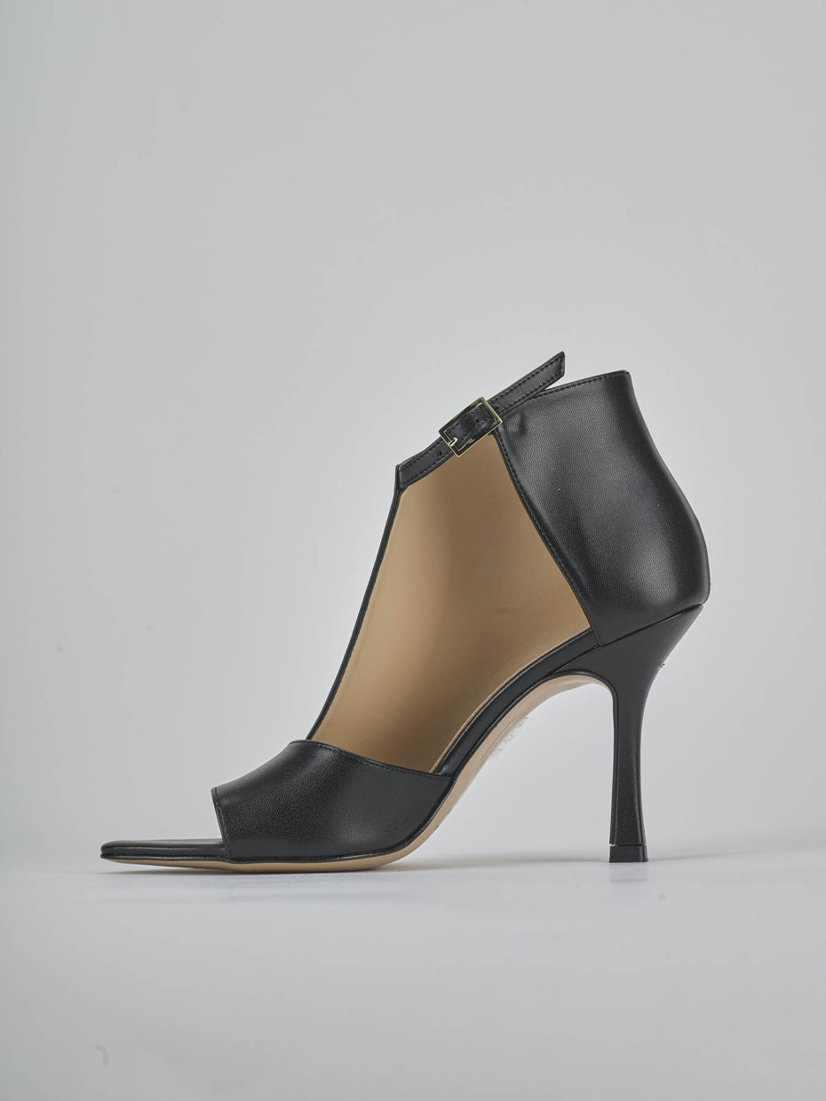 Sandalias de tacón alto tacón 9 cm negro cuero