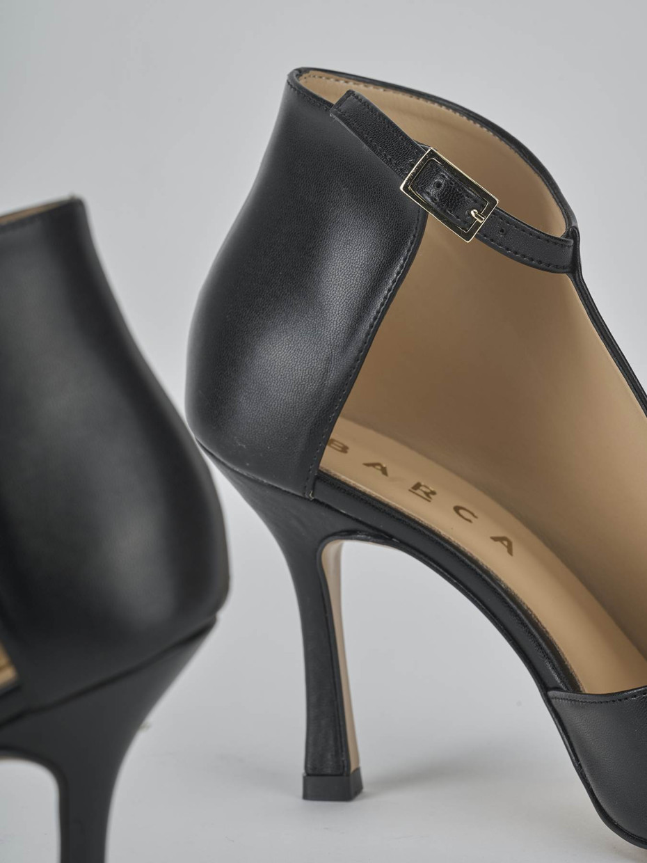 Sandalias de tacón alto tacón 9 cm negro cuero
