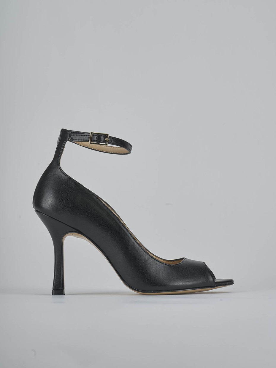 Zapatos de salón tacón 9 cm negro cuero
