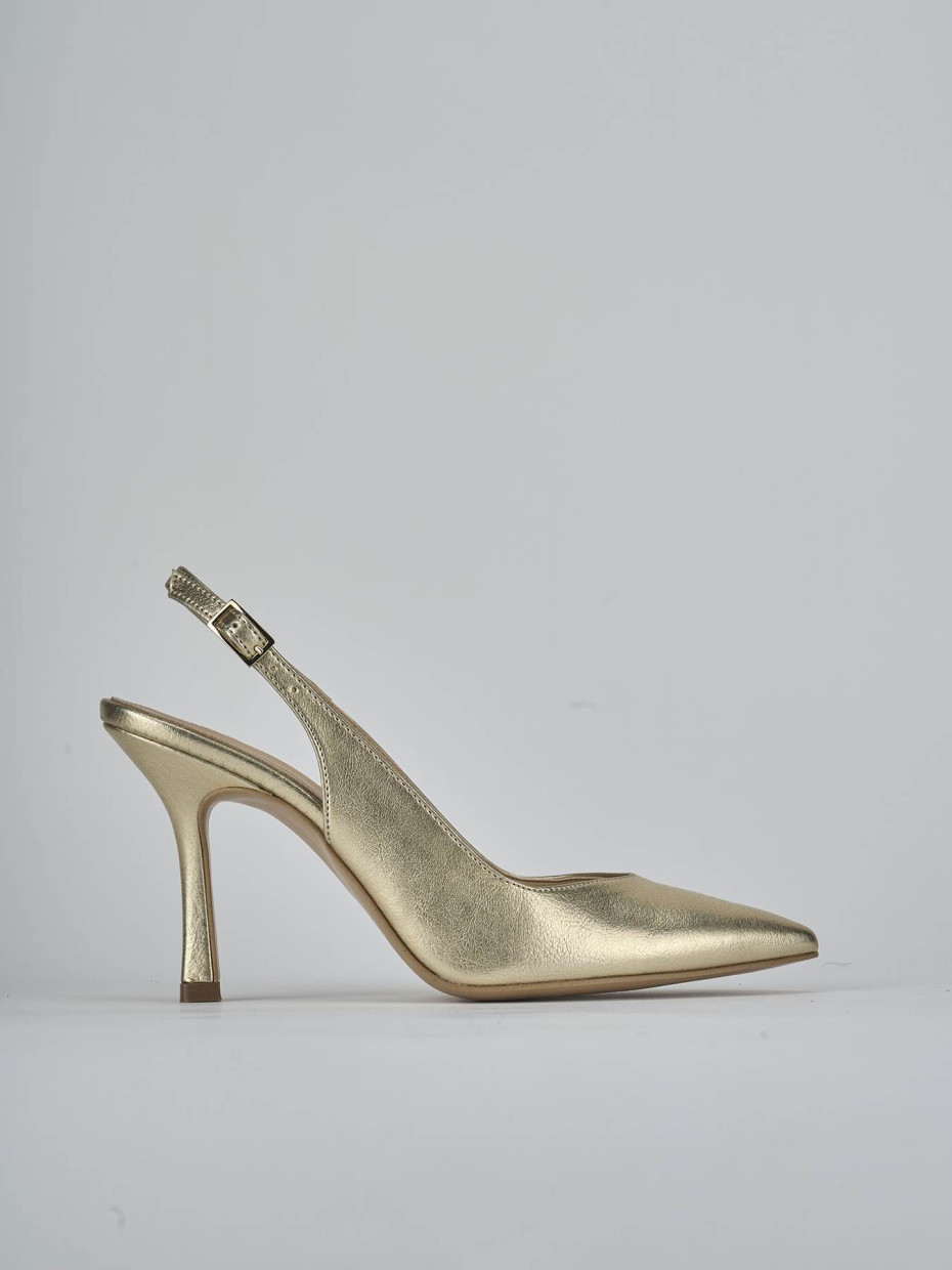 Salones destalonados tacón 9 cm oro laminado