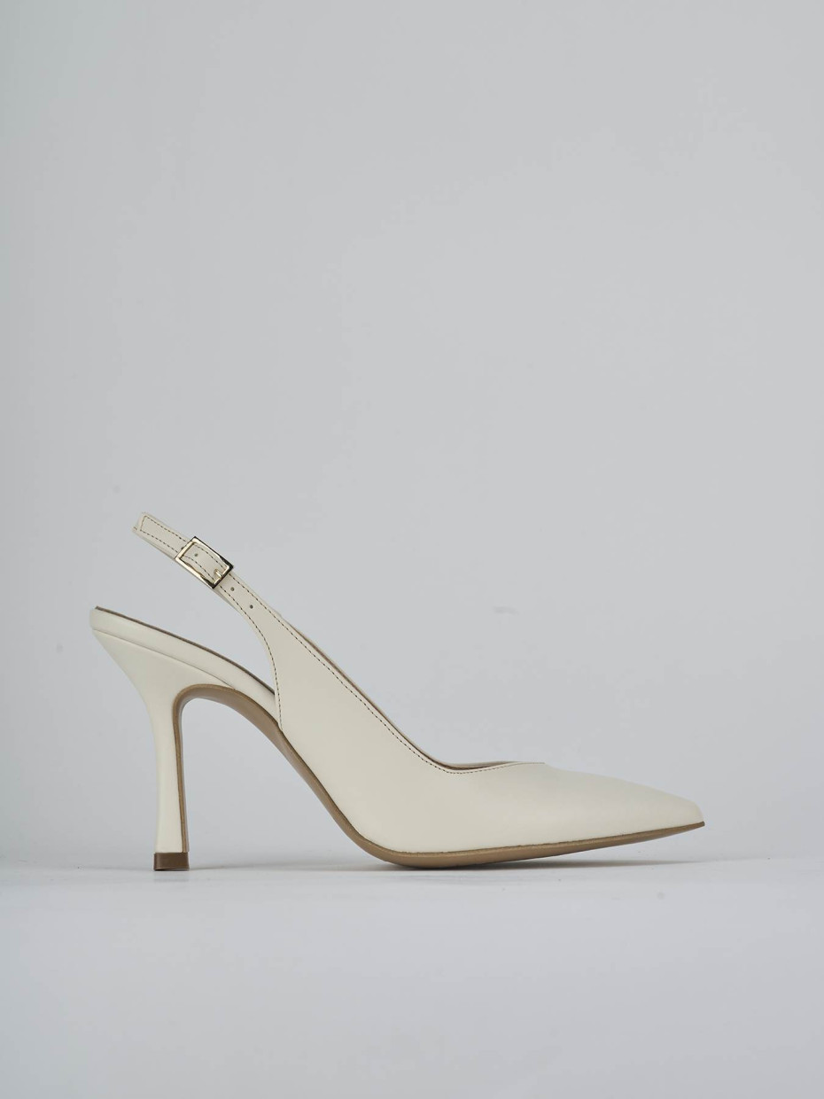 Salones destalonados tacón 9 cm blanco cuero