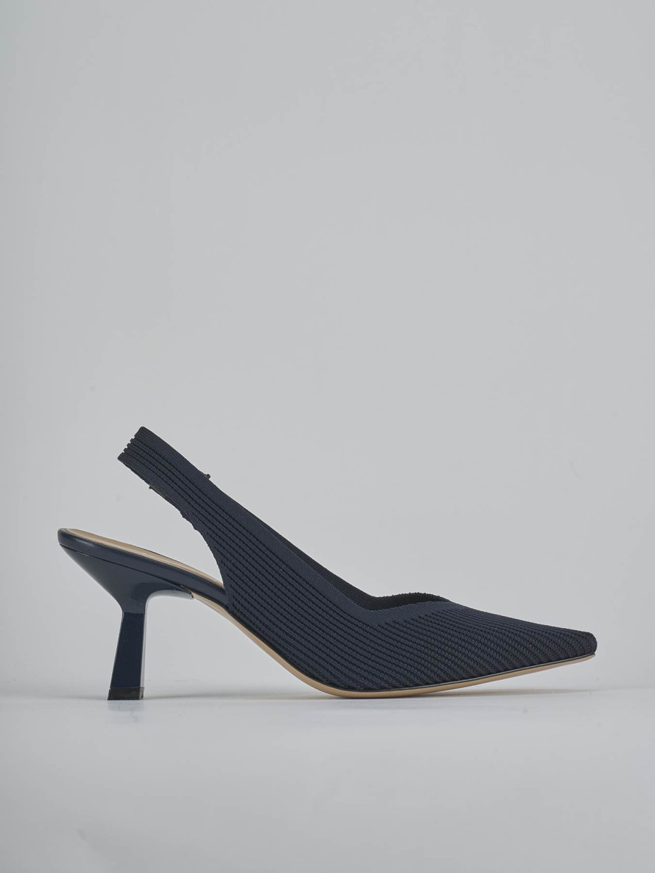 Salones destalonados tacón 7 cm azul cuero