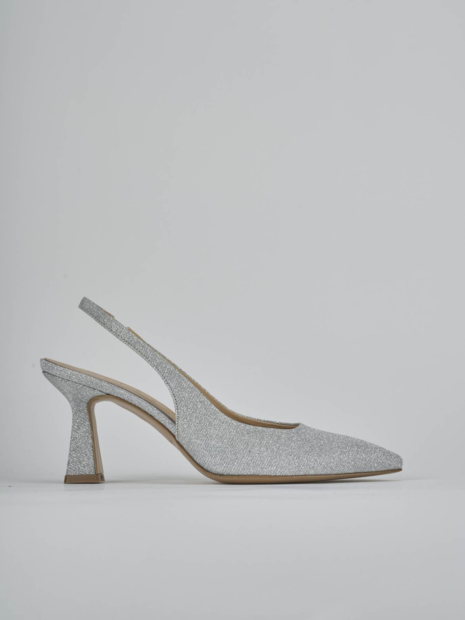 Slingback heel 7 cm silver leather