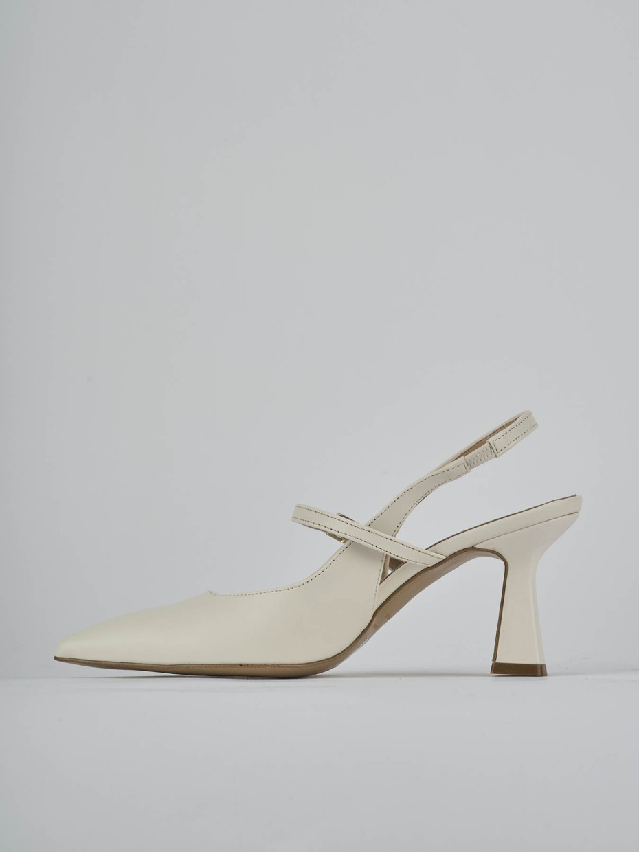 Salones destalonados tacón 7 cm blanco cuero