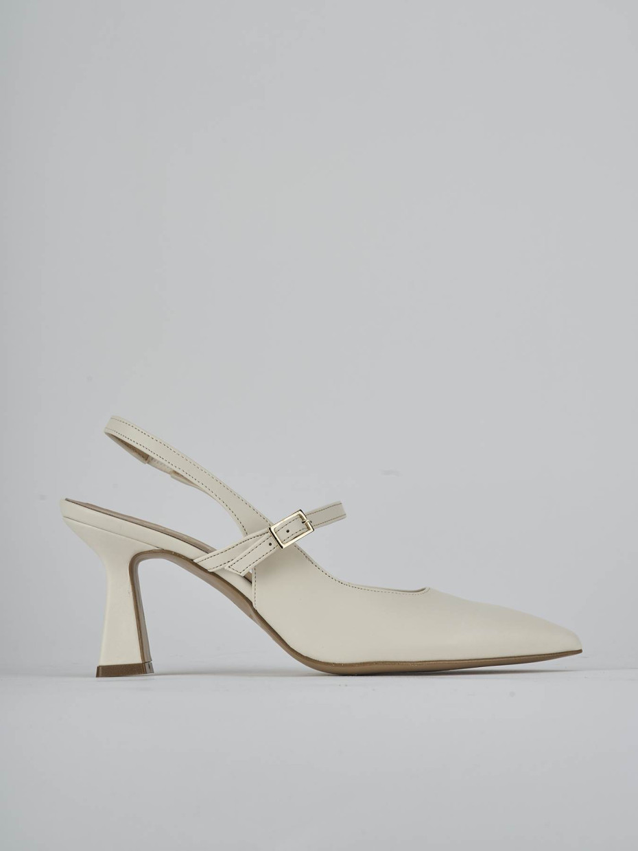 Salones destalonados tacón 7 cm blanco cuero