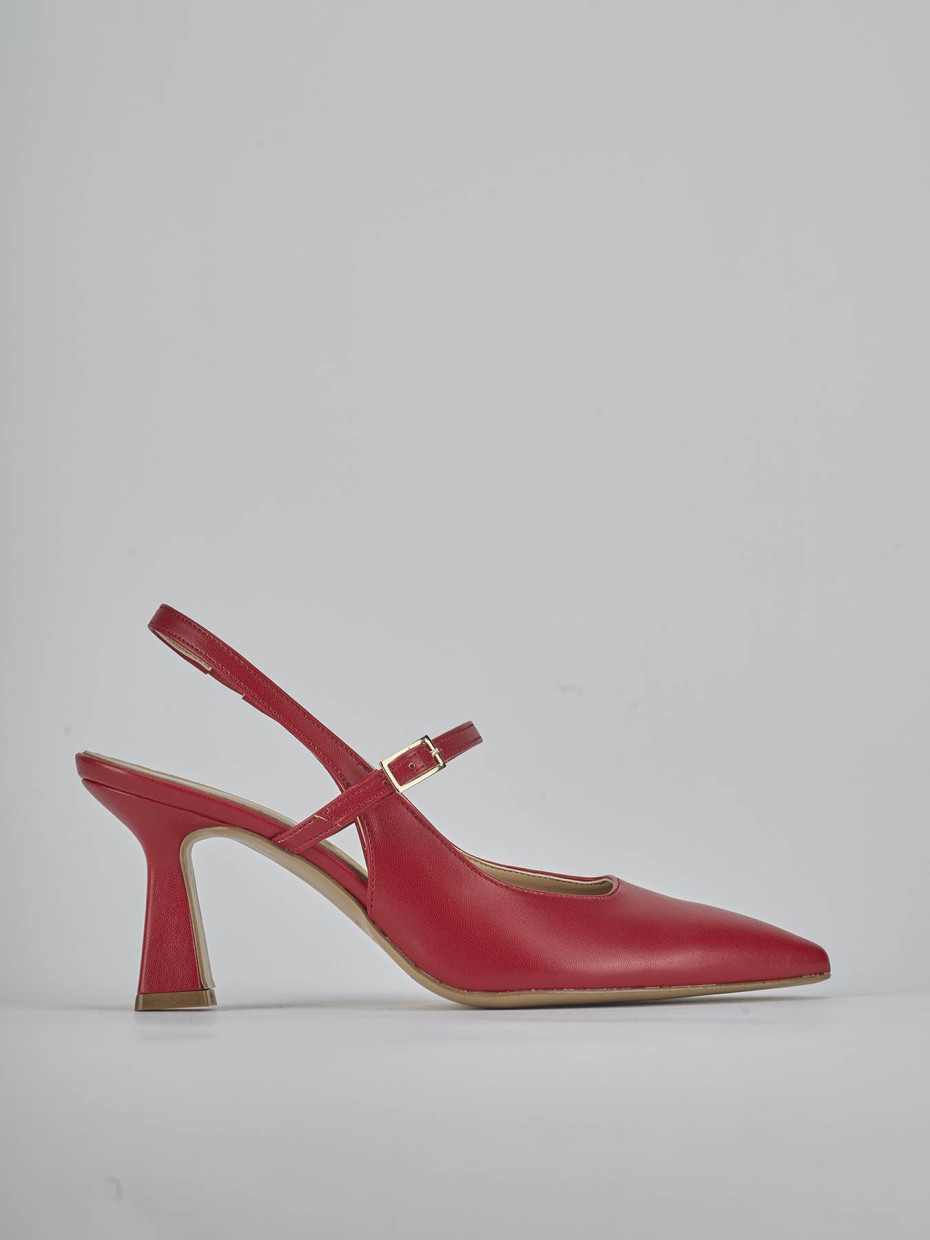 Salones destalonados tacón 7 cm rojo cuero