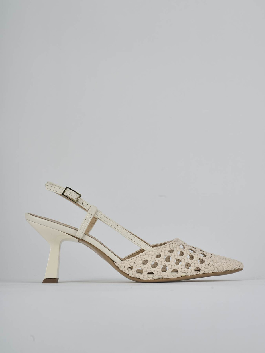 Salones destalonados tacón 7 cm blanco cuero