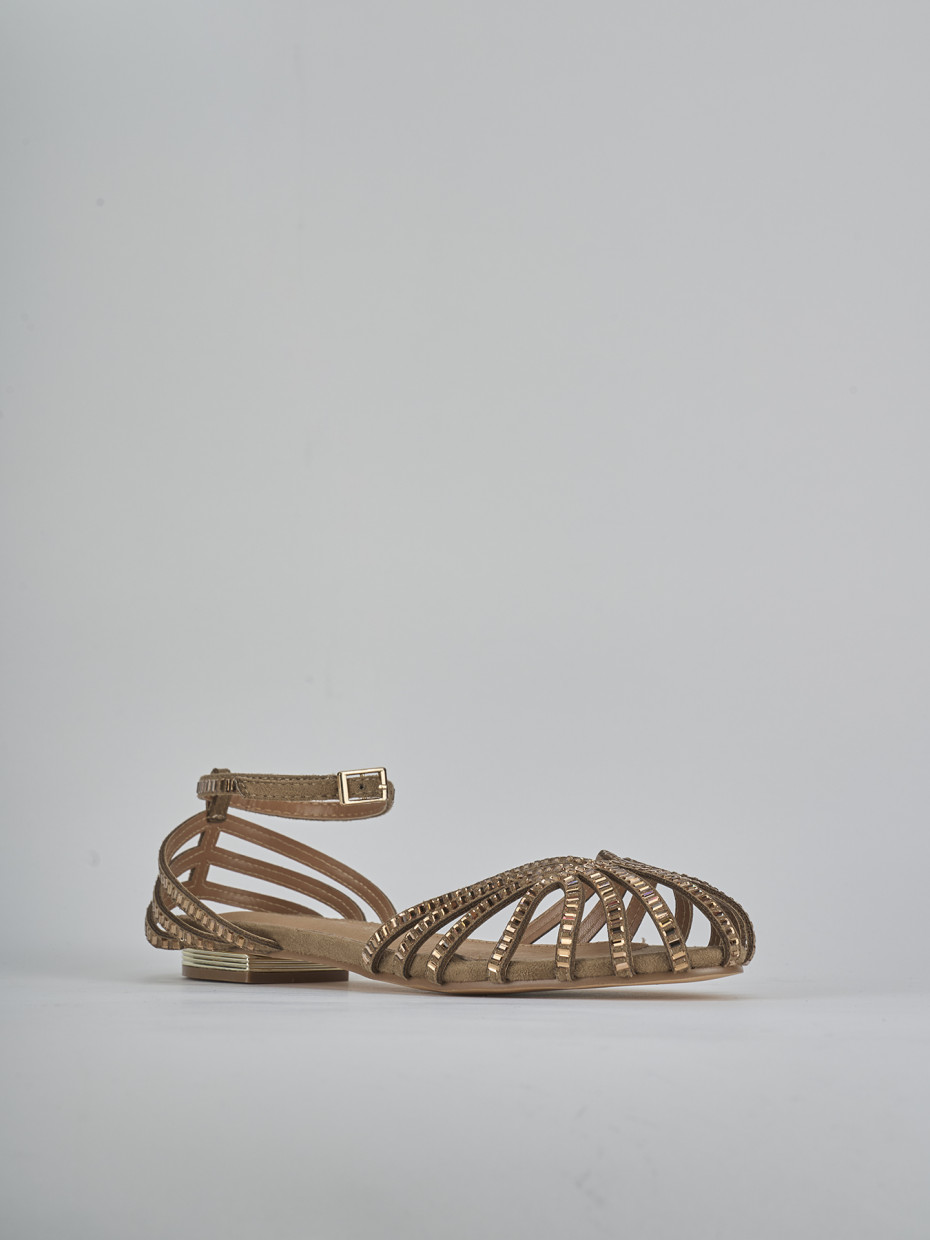 Sandalias de tacón bajo tacón 1 cm beis ante sostenible