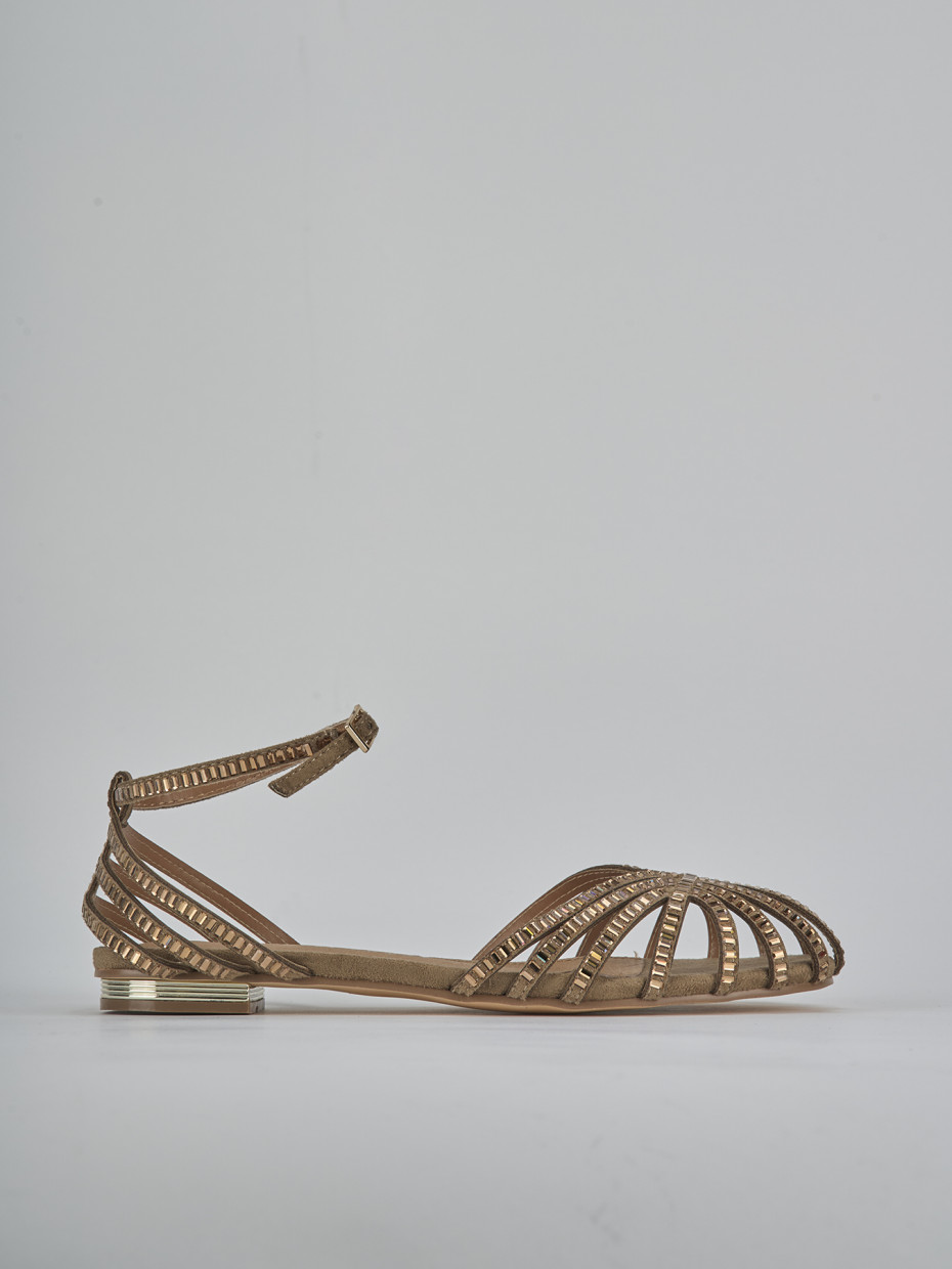 Sandalias de tacón bajo tacón 1 cm beis ante sostenible