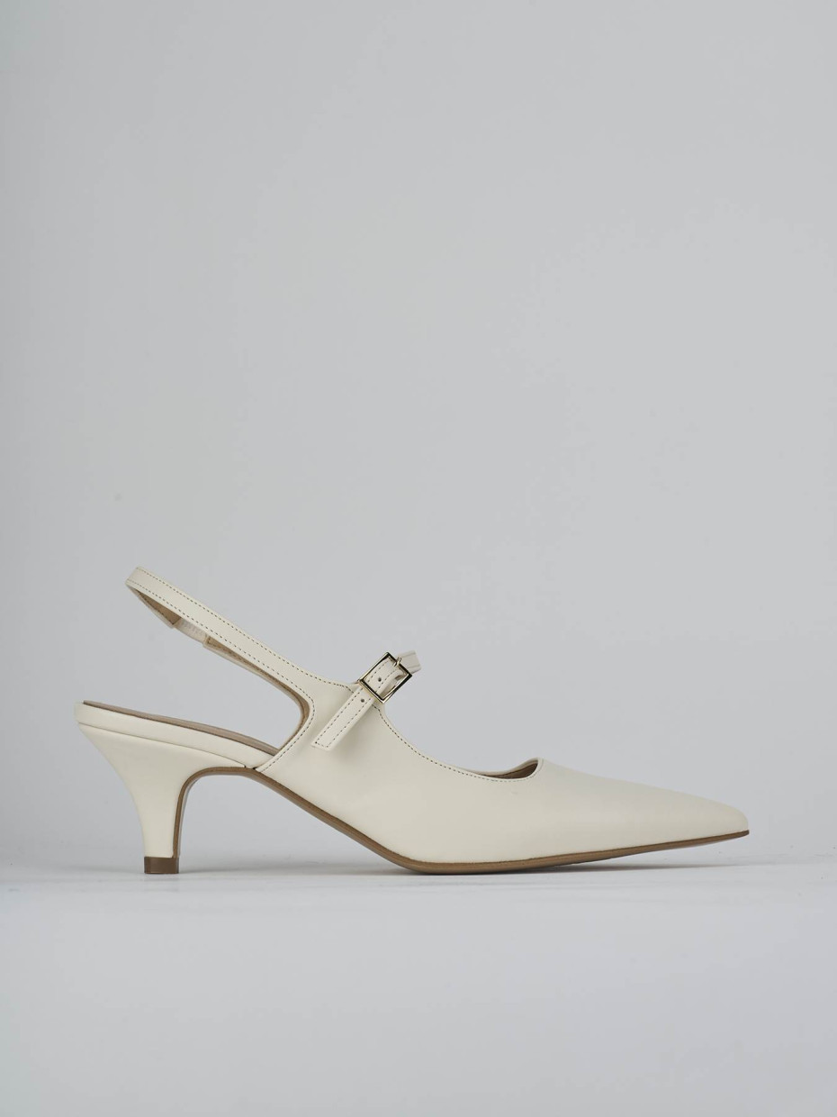 Salones destalonados tacón 4 cm blanco cuero