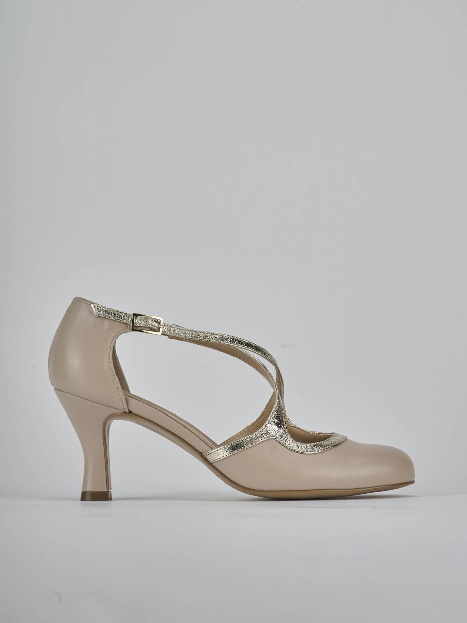 Pumps heel 6 cm beige leather