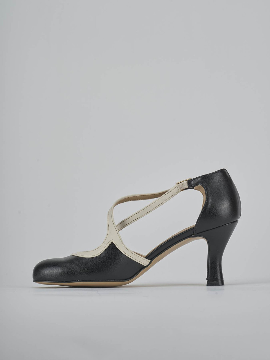 Zapatos de salón tacón 6 cm negro cuero