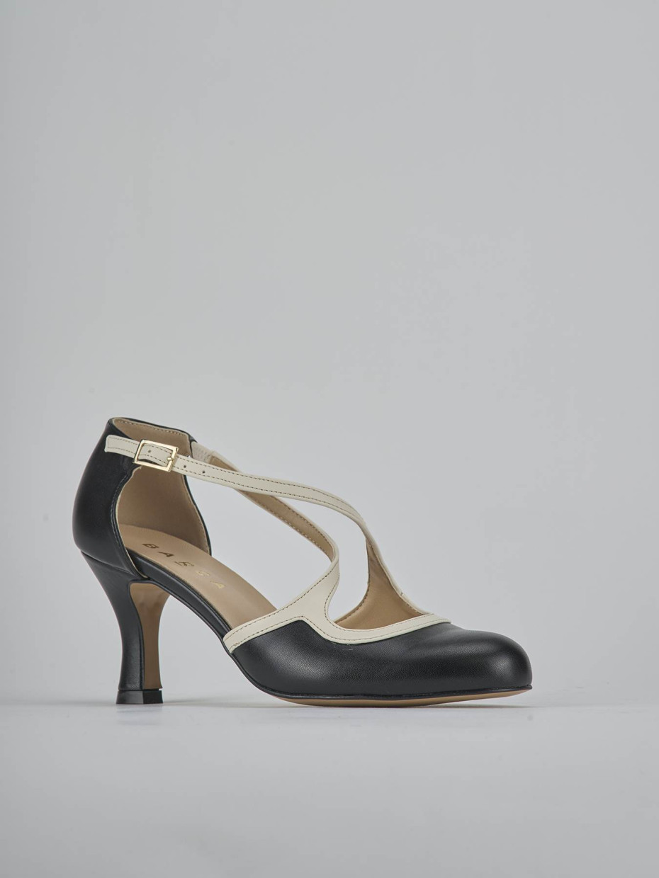 Zapatos de salón tacón 6 cm negro cuero