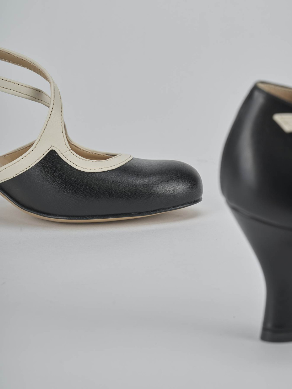 Zapatos de salón tacón 6 cm negro cuero