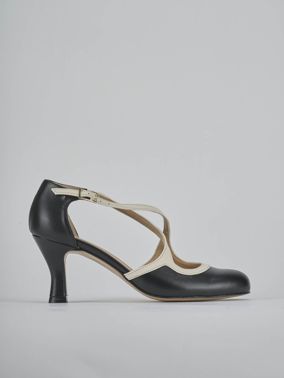 Zapatos de salón tacón 6 cm negro cuero