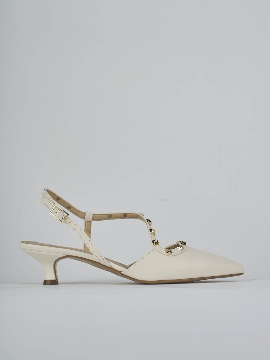 Salones destalonados tacón 4 cm blanco cuero