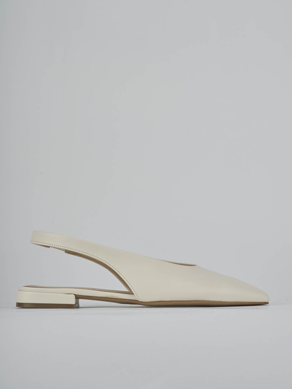 Bailarinas tacón 1 cm blanco cuero