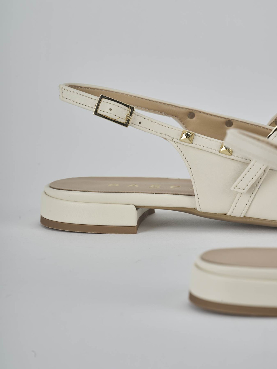 Bailarinas tacón 1 cm blanco cuero