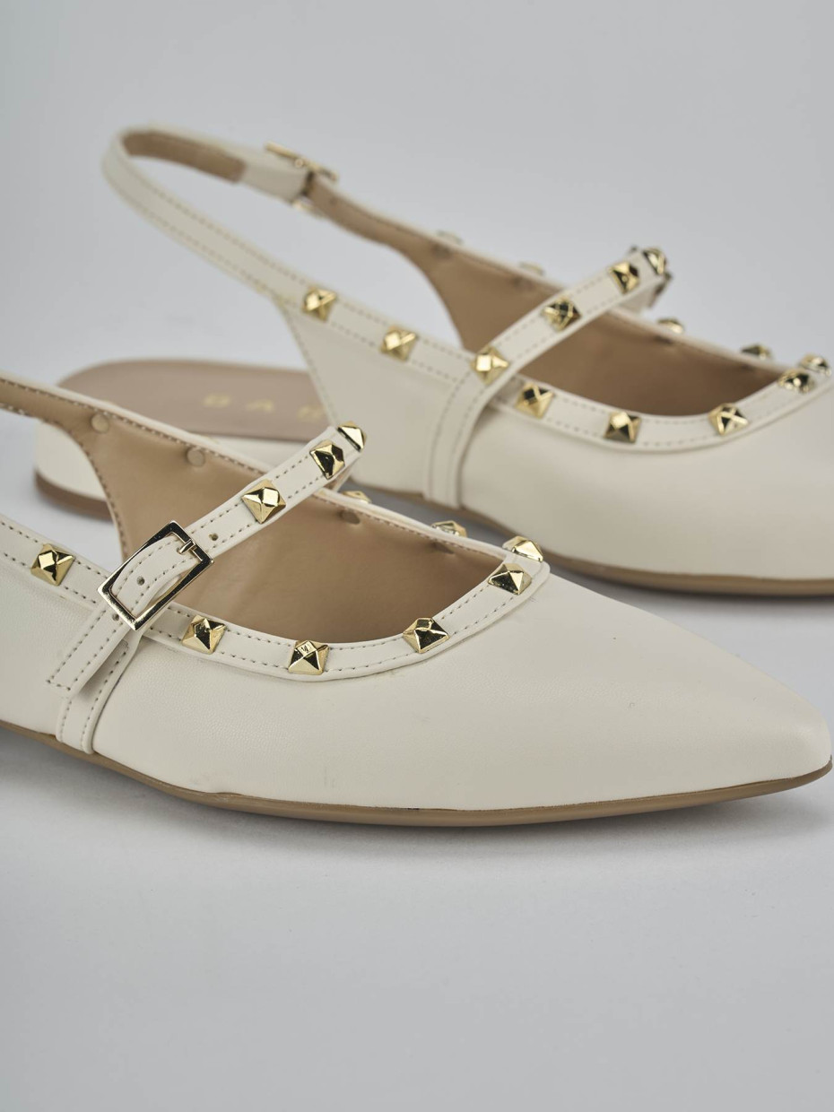 Bailarinas tacón 1 cm blanco cuero