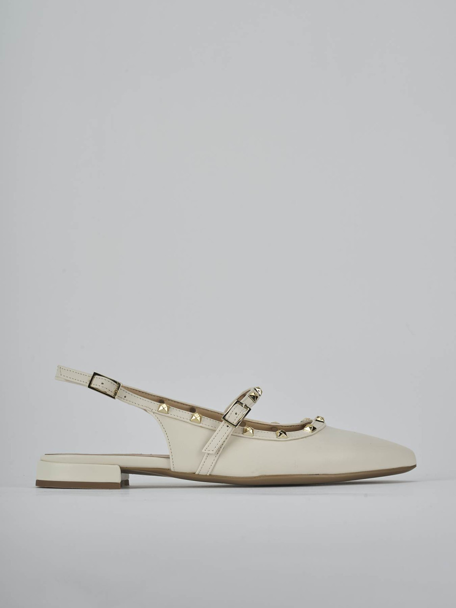 Bailarinas tacón 1 cm blanco cuero