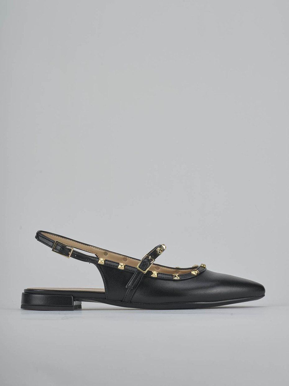 Bailarinas tacón 1 cm negro cuero