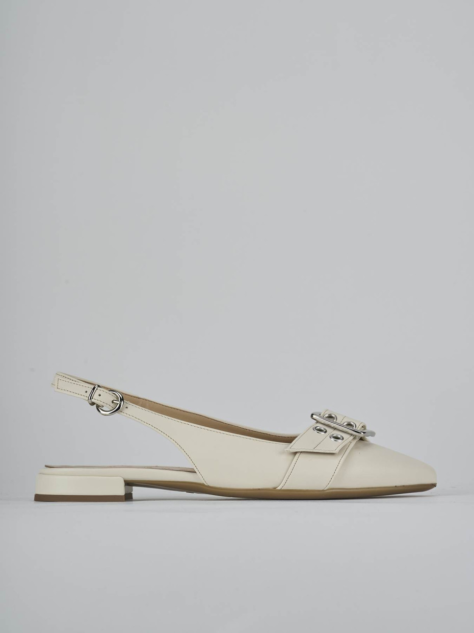 Flat shoes heel 1 cm white leather