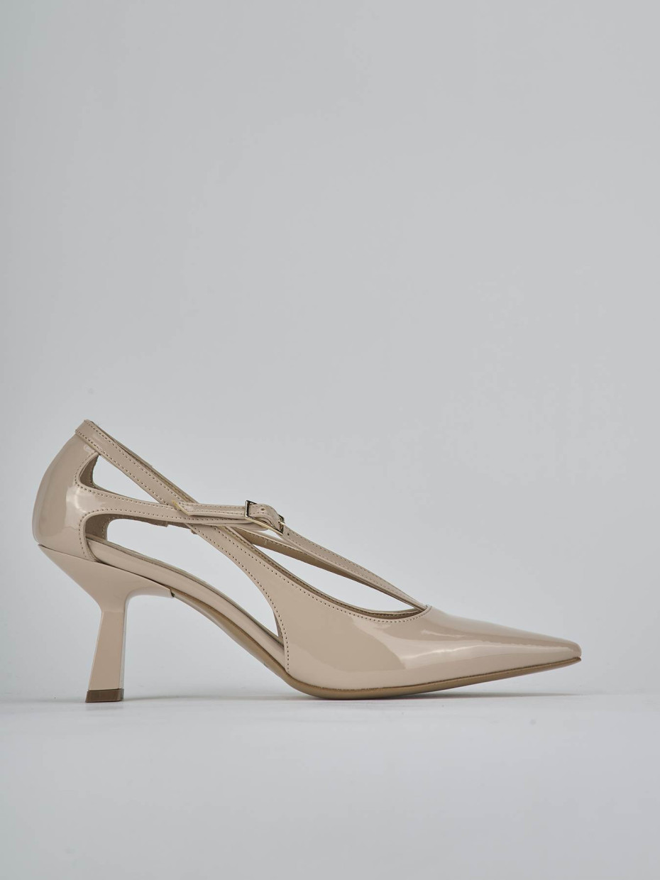 Pumps heel 7 cm beige patent