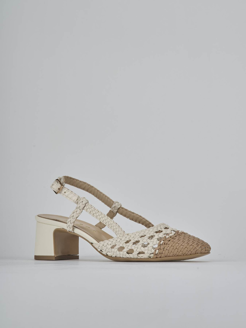 Salones destalonados tacón 6 cm blanco cuero