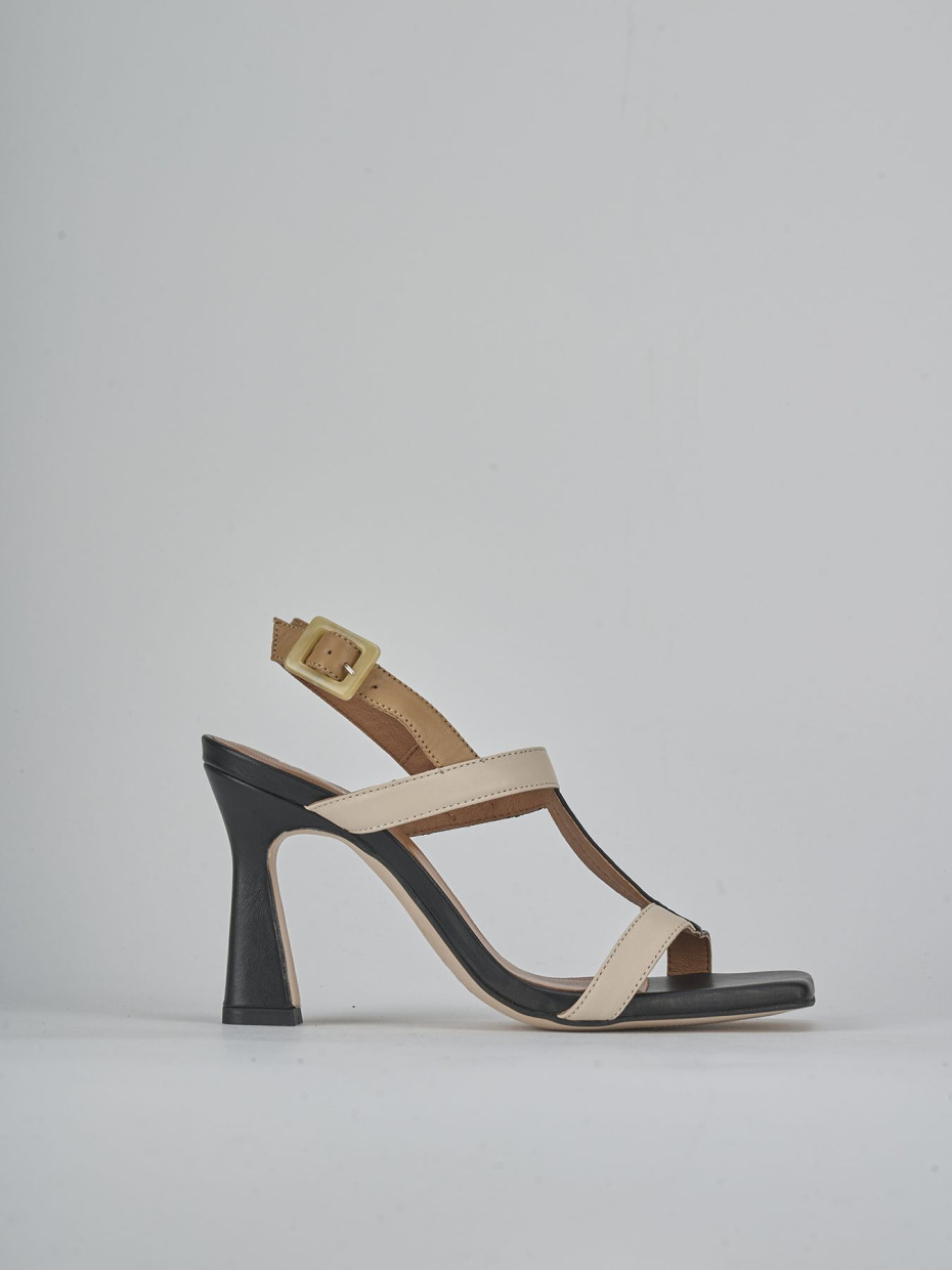 Sandalias de tacón alto tacón 9 cm negro cuero