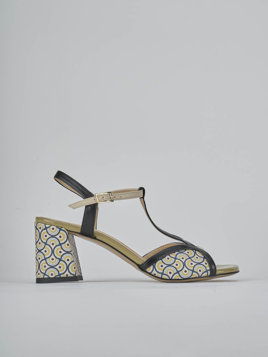 High heel sandals heel 7 cm black leather