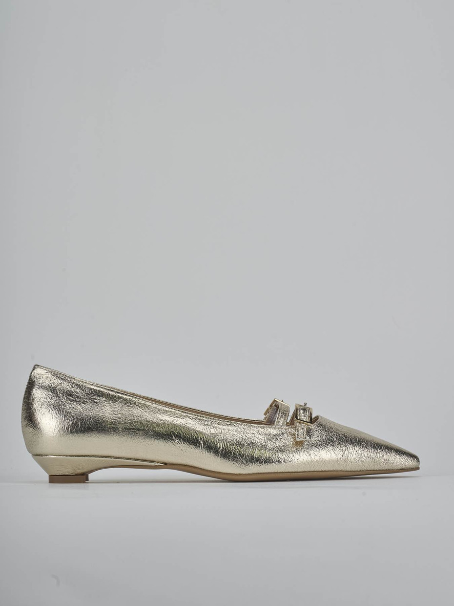 Bailarinas tacón 2 cm oro laminado