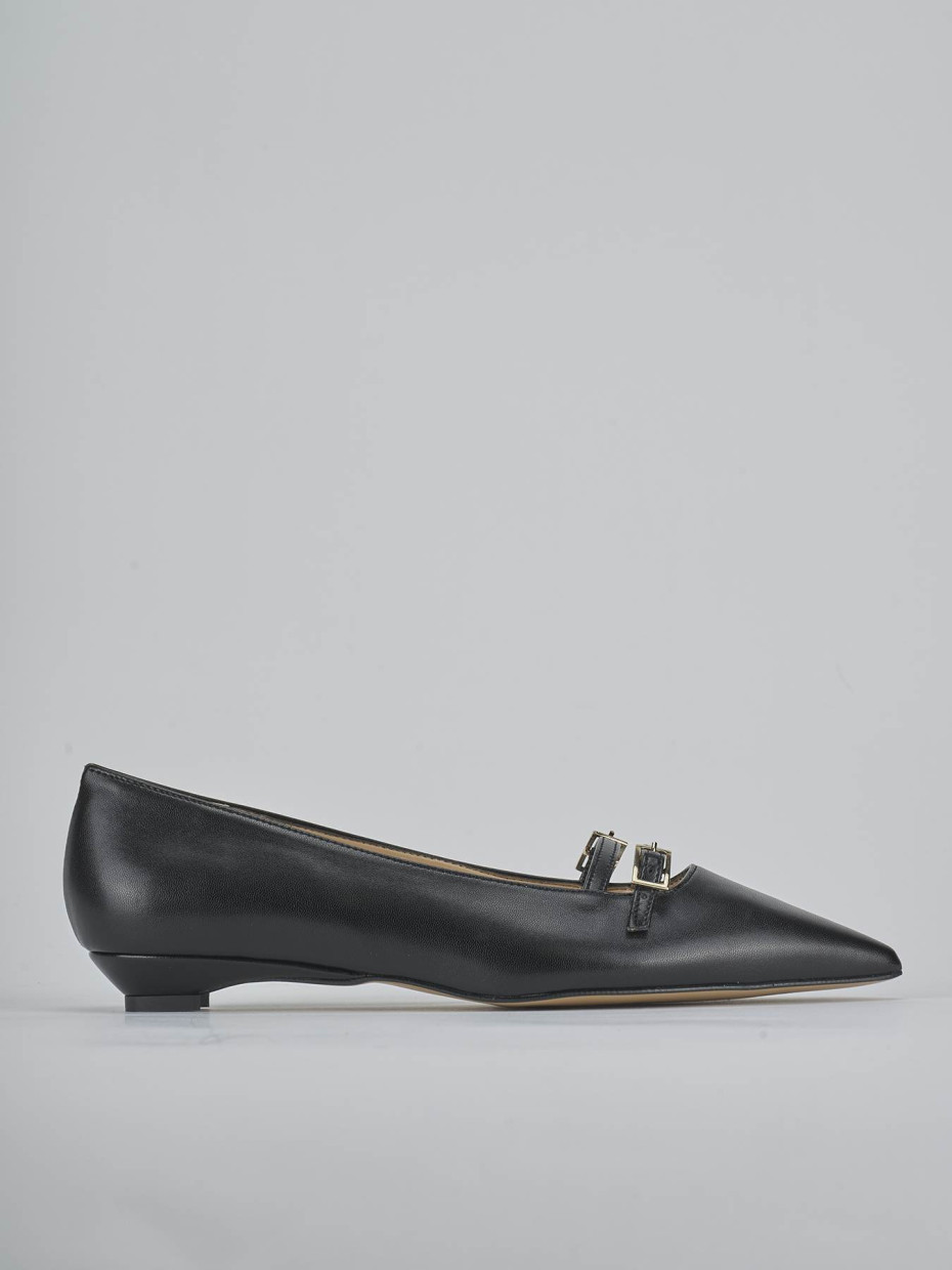 Bailarinas tacón 2 cm negro cuero